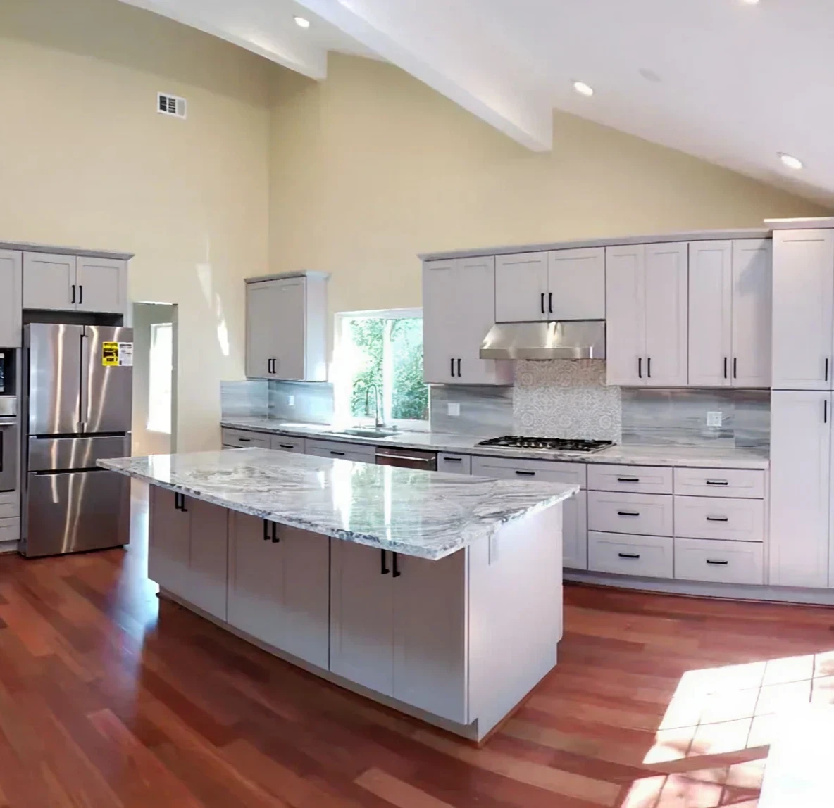 Contemporary kitchen design with stainless appliances