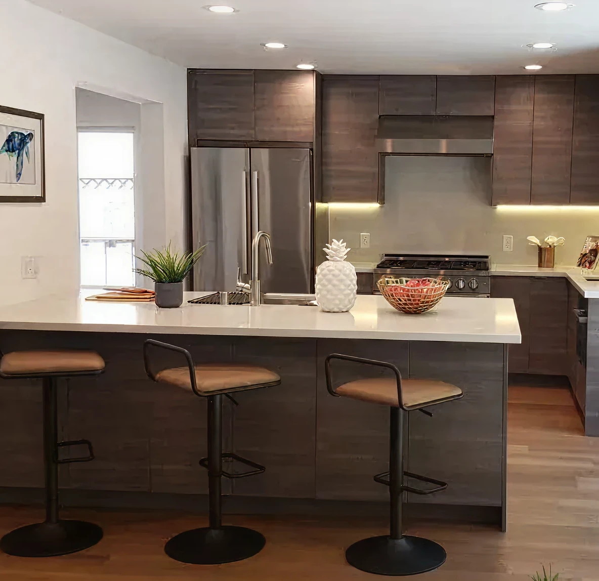 Sleek kitchen interior with stainless appliances
